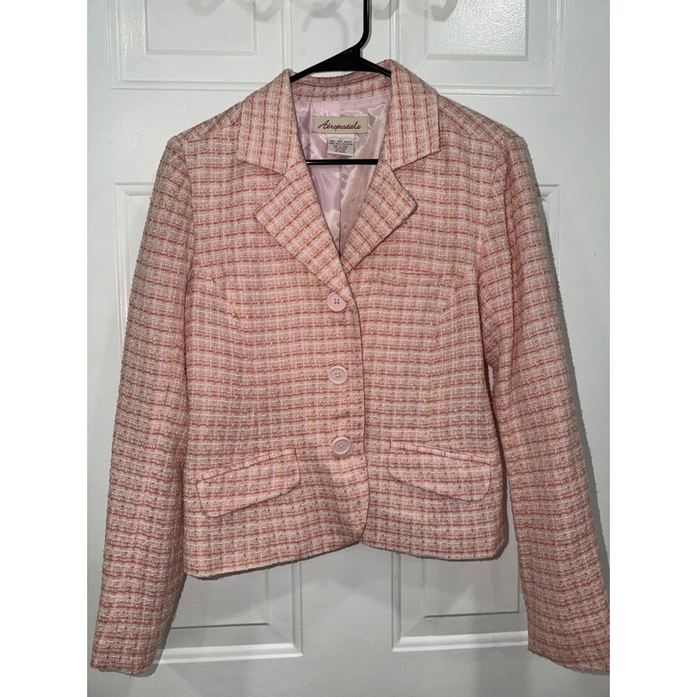 Aeropostale Vintage Tweed Plaid Blazer Jacket Limited Edition